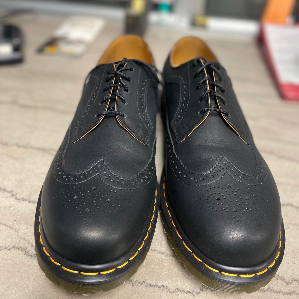 COPY - Dr Martens Saxon 3989 black wingtip oxfords.